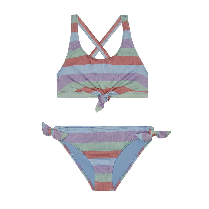 Splendid Girls Cabana Stripe Knot Front and Side Tie Swim Set